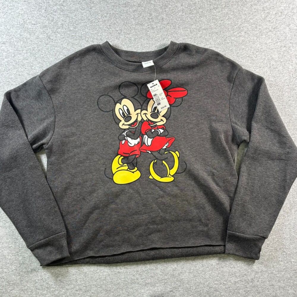 Disney Mickey & Minnie Mouse Kids Medium Gray Graphic Sweatshirt NWT